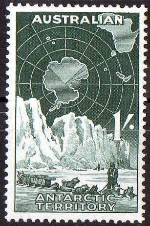 Australian Antarctic 1959 1/- Green Iceberg MH - Neufs