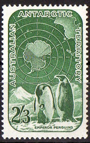 Australian Antarctic 1959 2 Shilling 3 Pence Penguins And Map MH - Ungebraucht