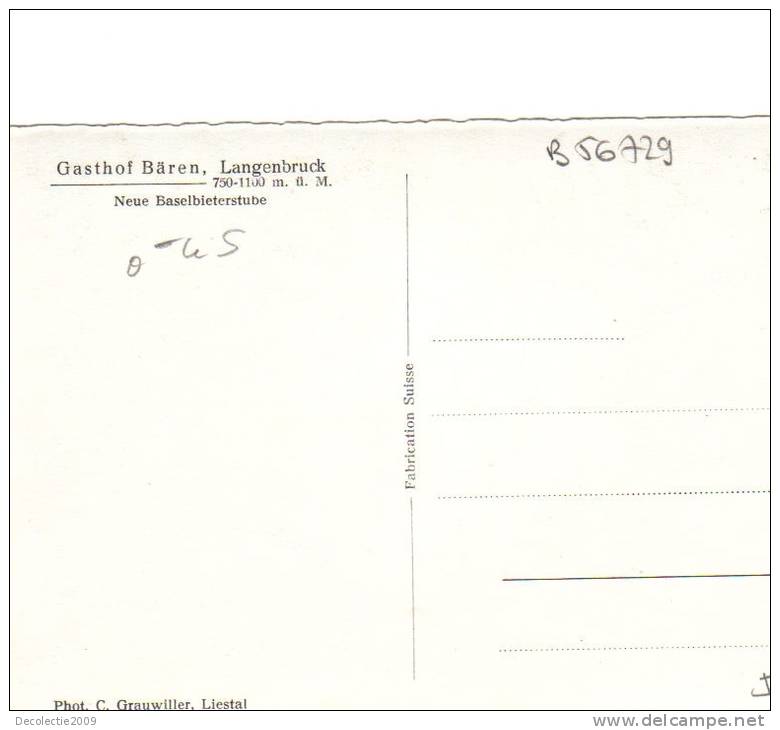 B56729 Gasthof Baren Langenbruck Used Good Shape - Langenbruck