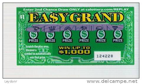 Easy Grand - California Lottery - Scratch Ticket - Billets De Loterie