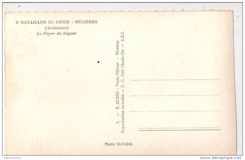 CPSM CASERNE MERBION FOYER DU SAPEUR CHARLEVILLE MEZIERES 08 ARDENNES FORMAT ANCIEN ENVIRON 14 CM X 9 CM - Charleville