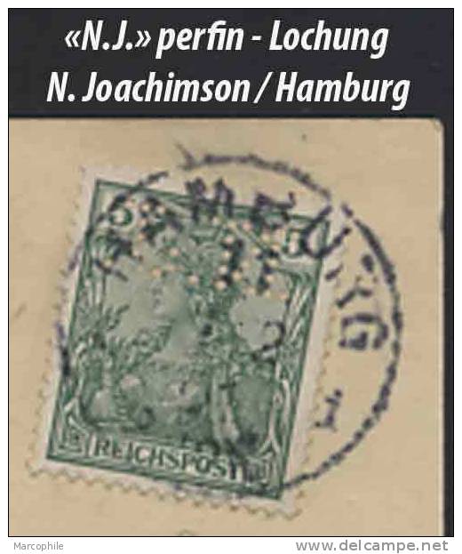 ALLEMAGNE - HAMBURG / 1901 PERFIN - PERFORE "N.J." Sur Carte (ref 2375) - Sonstige & Ohne Zuordnung