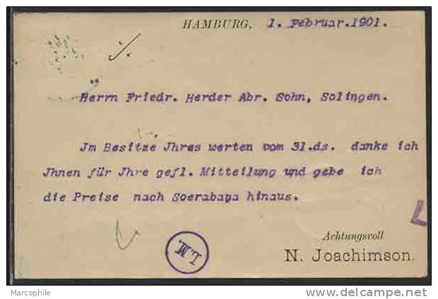 ALLEMAGNE - HAMBURG / 1901 PERFIN - PERFORE "N.J." Sur Carte (ref 2375) - Sonstige & Ohne Zuordnung