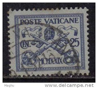 Vatican Used 1929, 25c Blue On Blue - Oblitérés