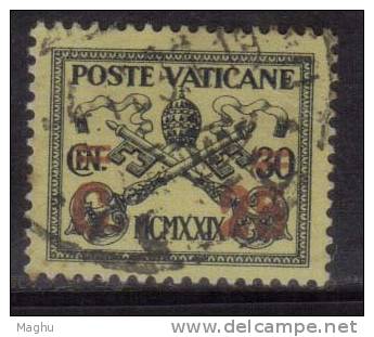 Vatican Used 1931, Surcharge 25con 30c Black On Yellow - Gebraucht