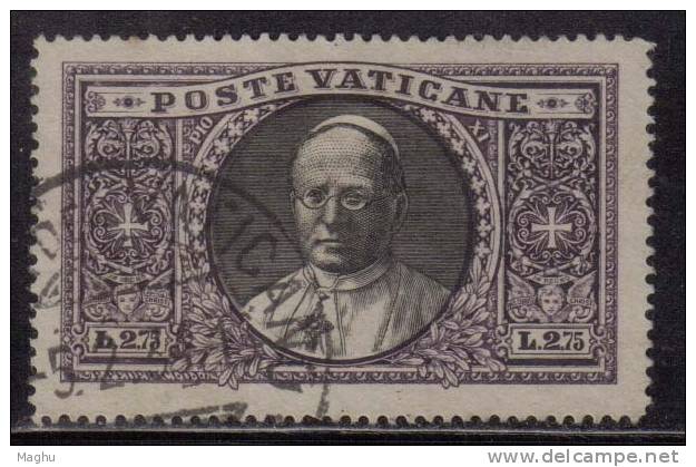 Vatican Used 1933, Pope, 2.75L Black & Purple - Oblitérés
