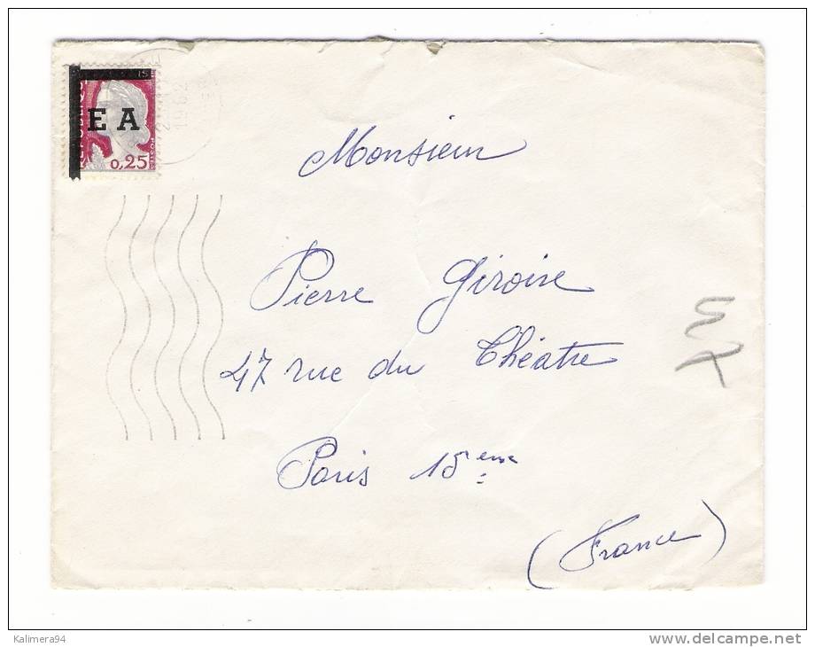 Marianne De DECARIS , Avec Surcharge Provisoire E.A.  ( Etat Algérien ) Sur Lettre ( Cachet De FORT-de-L' EAU, En 1962 ) - Sonstige & Ohne Zuordnung