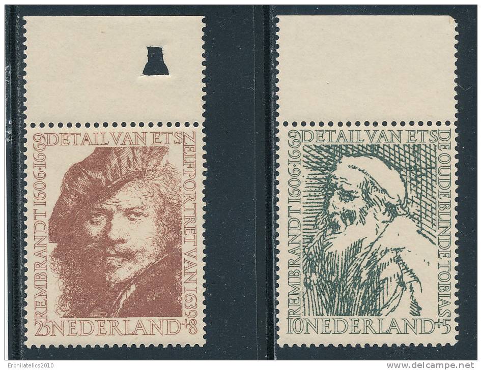 NETHERLANDS 1956 350TH ANNIV. OF BIRTH OF REMBRANDT SC B294-295 HIGH VALUES XF MNH - Unused Stamps