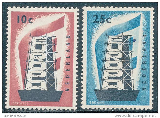 NETHERLANDS  1956 EUROPA KEY SET SC# 368-369 VF FRESH OG LH - Unused Stamps