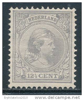 NETHERLANDS 1894 PRINCESS WILHELMINA 12 1/2 CENTS SC# 44A FRESH OG LT HR - Nuovi