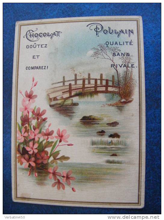 CHROMO ..CHOCOLAT POULAIN PROGRES...FLEURS  RIVIERE PONT - Poulain