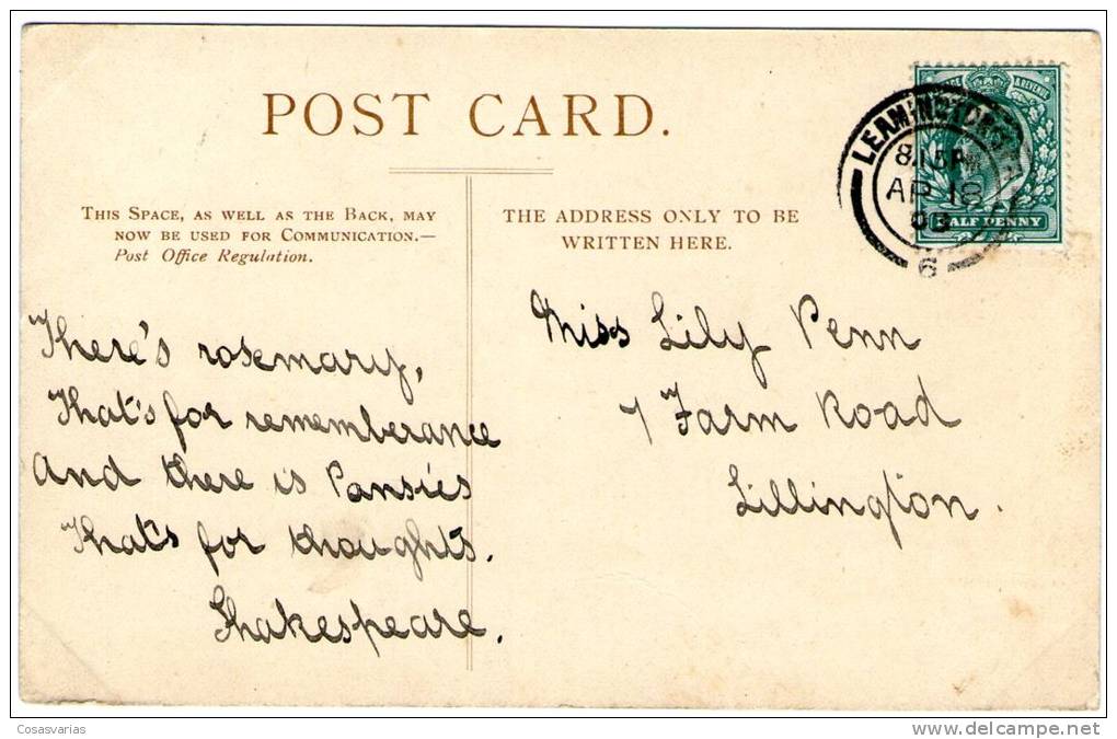 KENILWORTH CASTLE - OLD ENGLISH POSTCARD - CIRCULATED Stamped 1918 - Otros & Sin Clasificación