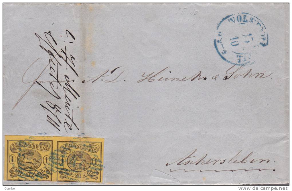 1859, Sehr Netten Brief, Braunschweig, Paar Mi 6, 1Sgr, Wolfenbüttel -  Aschersleben    /331 - Braunschweig