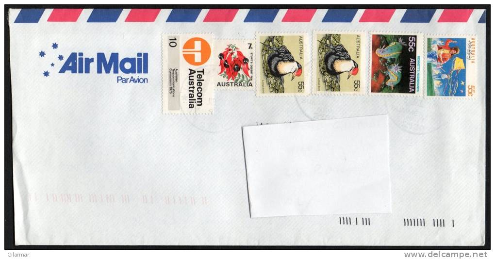 AUSTRALIA 2011 - MAILED ENVELOPE - STAMPS: TELECOM / BIRDS / FISH / CHILDREN'S GAMES - Briefe U. Dokumente