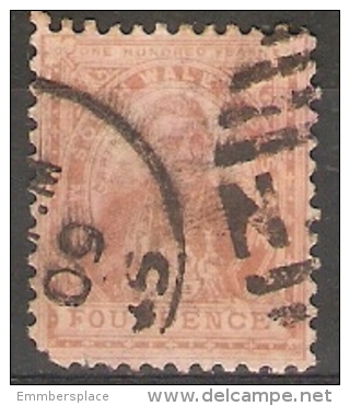 NEW SOUTH WALES - 1888 CENTENARY ISSUE 4d PALE BROWN (COOK) USED - Gebraucht