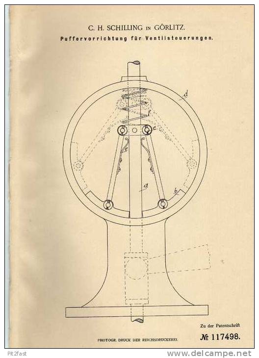 Original Patentschrift -  C.H. Schilling In Görlitz ,1900, Ventilsteuerung  !!! - Cars