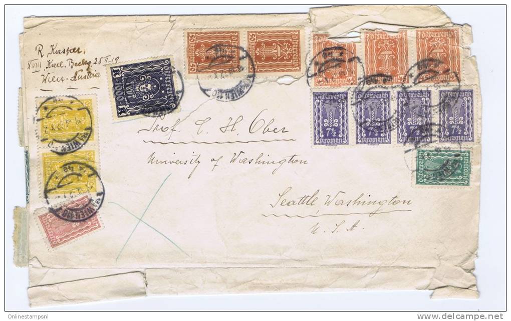 Austria, Large Cover With A A Lot Of Stamps, From Wien To Seattle USA, Some Tears - Briefe U. Dokumente