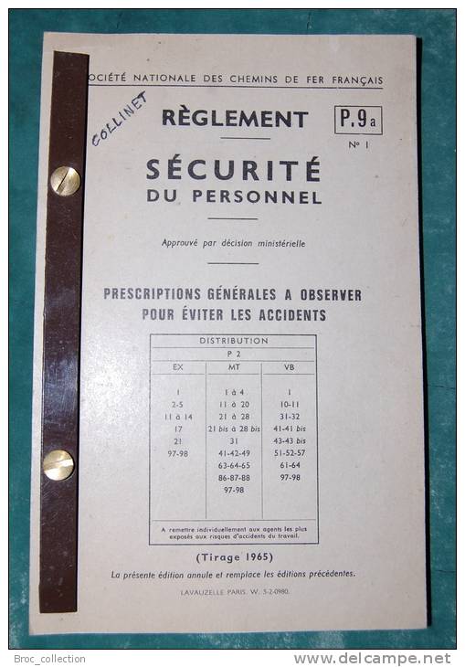 Réglement Sécurité Du Personnel S.N.C.F. 1965, Trains, Train - Spoorwegen En Trams