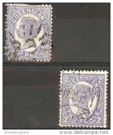 QUEENSLAND - 1895/7 ISSUE 2d BLUE (2 VARIETIES) USED ON PAPER - Oblitérés