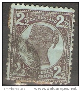 QUEENSLAND - 1897 VICTORIA ISSUE 2-1/2d PURPLE On BLUE USED ON PAPER - Gebraucht
