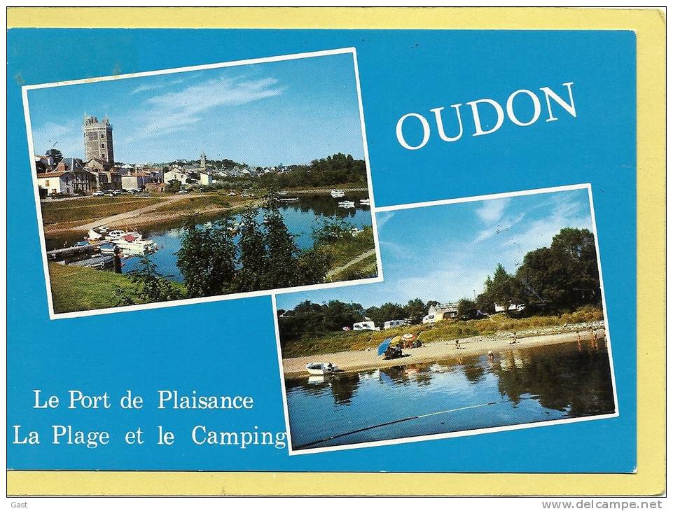 44 OUDON   2   VUES   PORT DE PLAISANCE  LA TOUR ET LA VILLE  LE  CAMPING ET LA PLAGE - Oudon