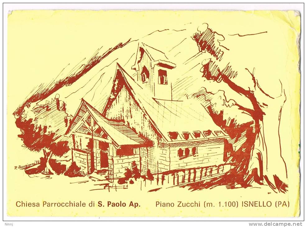 Italia Isnello Piano Zucchi Palermo Chiesa Parrocchiale Di S.Paolo Ap. Cartolina Non Viaggiata Firmata P.Bongiorno 79 - Palermo