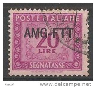 TRIESTE A  SEGNATASSE  SOVRASTAMPA SU UNA RIGA 20 LIRE USATO - Postage Due