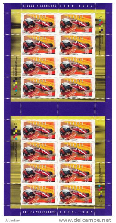 Canada Scott #1648 MNH Sheet Of 16 90c Gilles Villeneuve With Ferrari T-3 - Feuilles Complètes Et Multiples