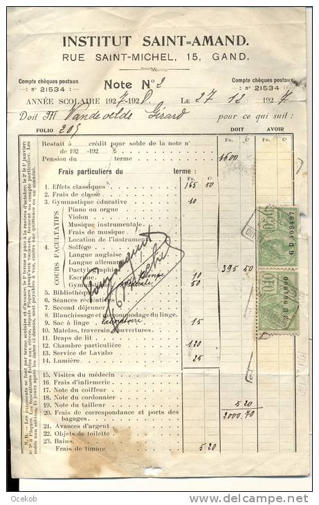 College Saint Louis Bruges - Brugge Schoolrapport 1925 - Diplômes & Bulletins Scolaires