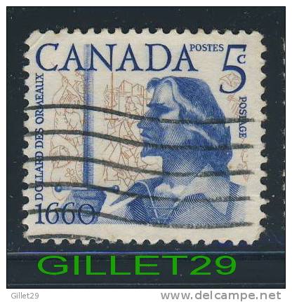 CANADA STAMP - BATTLE OF LONG SAULT - DOLLARD DES ORMEAUX - SCOTT No 390, 0,05ç, 1960 - USED - - Used Stamps