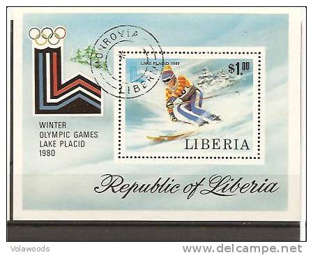 Liberia - Foglietto Usato: Giochi Olimpici Di Lake Placid 1980 - Hiver 1980: Lake Placid