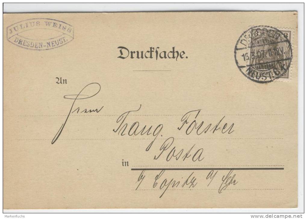 DR  /  Firmenkarte  Julius  Weiss  /  Dresden  16.3.1907 - Altri & Non Classificati
