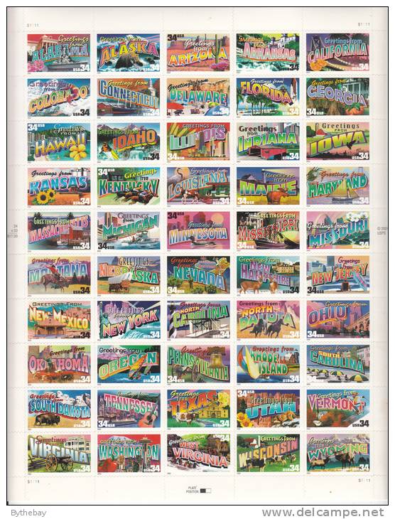 USA Scott #3610a MNH Sheet Of 50 Greetings From The 50 States - Sheets