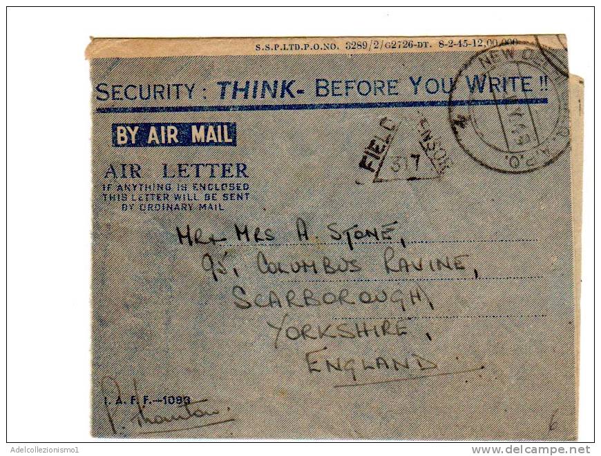 64335)lettera Aerea Indiana Da New Delhi Verso L'inghilterra  Con Annullo 1945 - Poste Aérienne