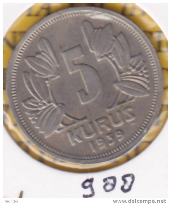 @Y@   Turkije  5 Kurus  1939  (988) - Turquia