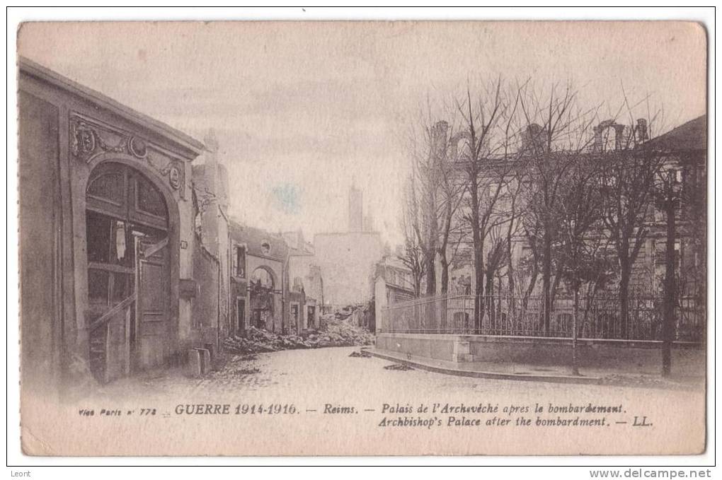 France - Reims - Guerre - Palais De L'Archeveche  Bombardement - Archbishop Palace  Bombardment - Field Censor Round - Champagne - Ardenne