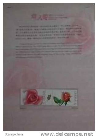 Folder Taiwan 2012 Valentine Day Stamps Love Heart Rose Flower Arrow Gutter Pair Unusual - Ungebraucht