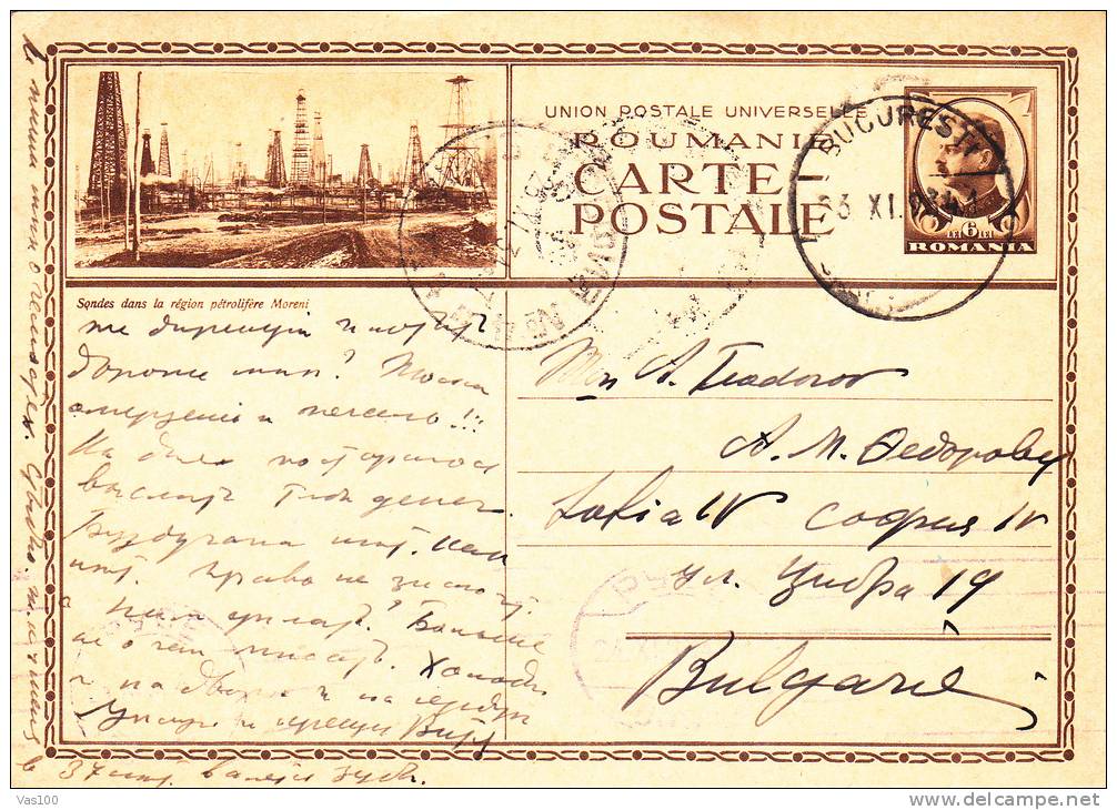 ENERGIES OIL SONDE,RARE, 1937, CARD STATIONERY, ENTIER POSTAL, SENT TO MAIL, ROMANIA - Pétrole