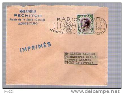 Monaco - Lettre Philatélie Pechitch Monte Carlo Flamme Radio Monte Carlo CAD 19-03-1958 - Briefe U. Dokumente