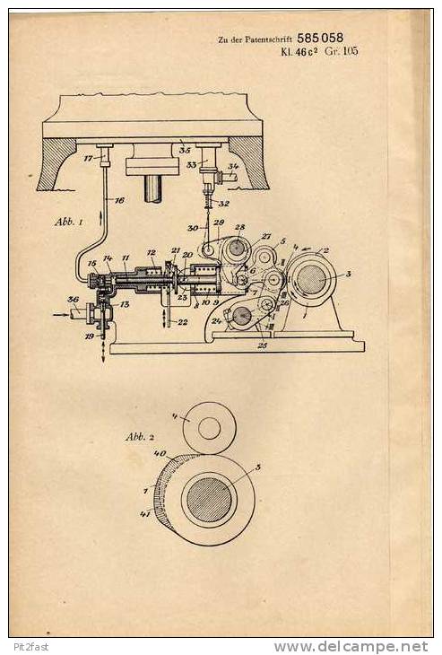 Original Patentschrift - Gebr. Sulzer AG In Winterthur , Schweiz ,  Brennkraftmaschine , 1930 !!! - Voitures