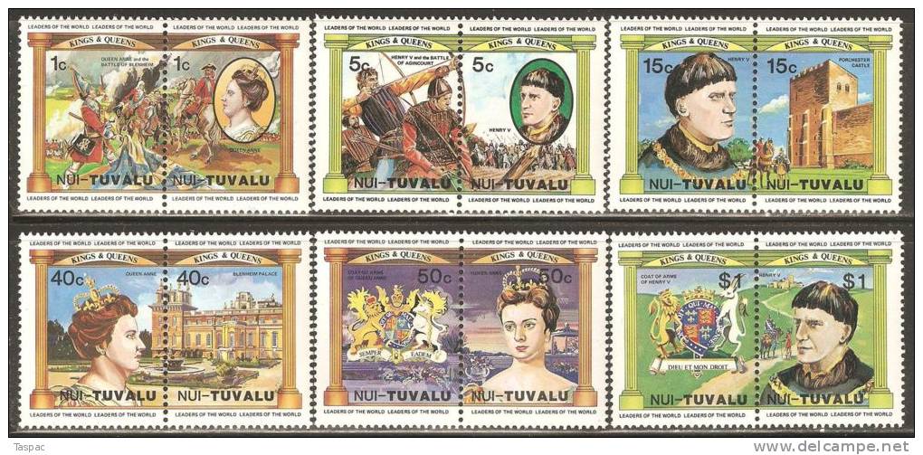 Nui / Tuvalu 1984 Mi# 9-20 ** MNH - 6 Pairs - British Monarchs - Tuvalu