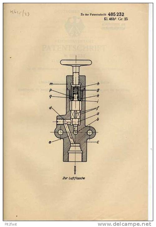 Original Patentschrift - Linke Hofmann Busch Werke AG In Berlin , Ventil Für Dieselmaschinen , 1928 !!! - Coches