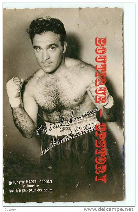 BOXEUR MARCEL CERDAN - BOXE - Carte Photo - Dos Scané - Boxe