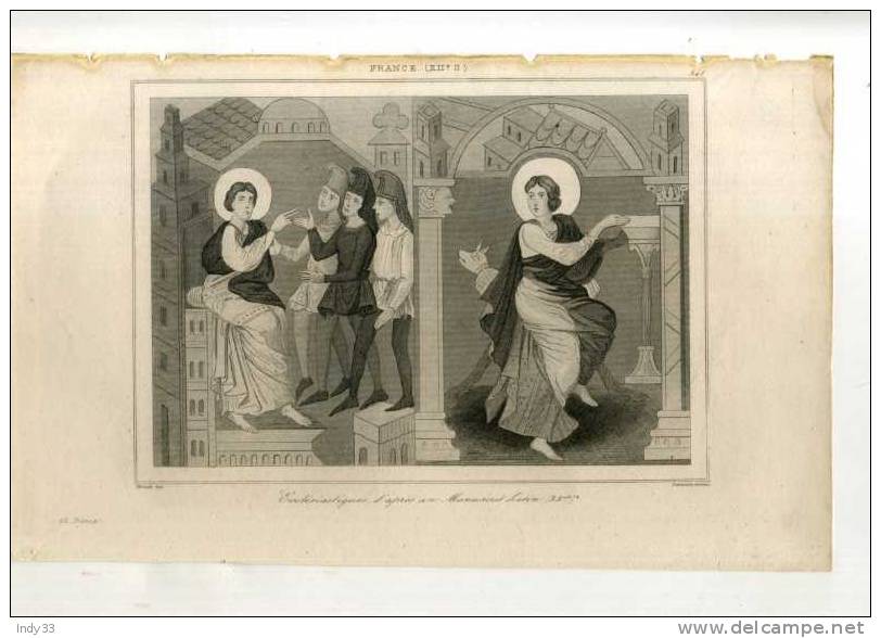 - FRANCE XIIeS. ECCLESIASTIQUES . GRAVURE SUR ACIER DE LA 1ere 1/2 DU XIXe S. - Religion & Esotericism