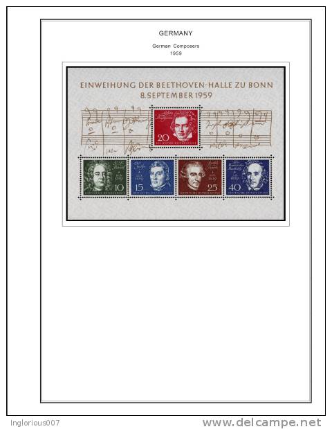 GERMANY [BUND - BRD] STAMP ALBUM PAGES 1949-2011 (308 Color Illustrated Pages) - Anglais