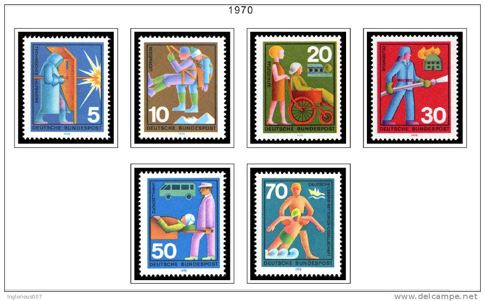 GERMANY [BUND - BRD] STAMP ALBUM PAGES 1949-2011 (308 Color Illustrated Pages) - English