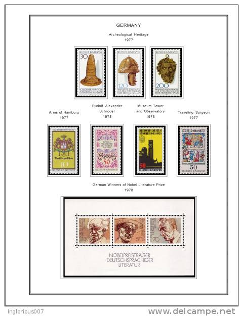 GERMANY [BUND - BRD] STAMP ALBUM PAGES 1949-2011 (308 color illustrated pages)