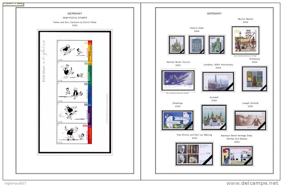 GERMANY [BUND - BRD] STAMP ALBUM PAGES 1949-2011 (308 color illustrated pages)