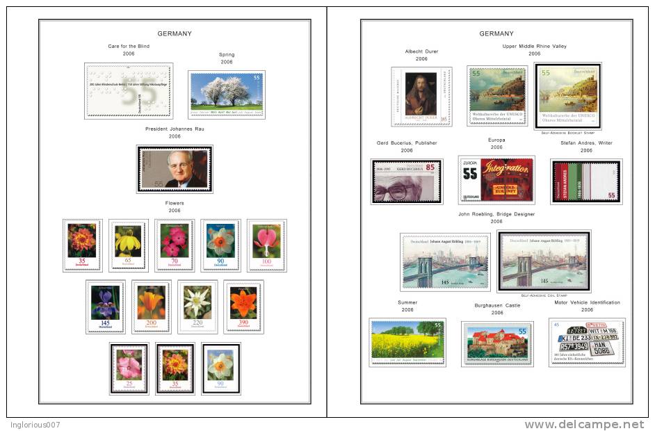 GERMANY [BUND - BRD] STAMP ALBUM PAGES 1949-2011 (308 color illustrated pages)