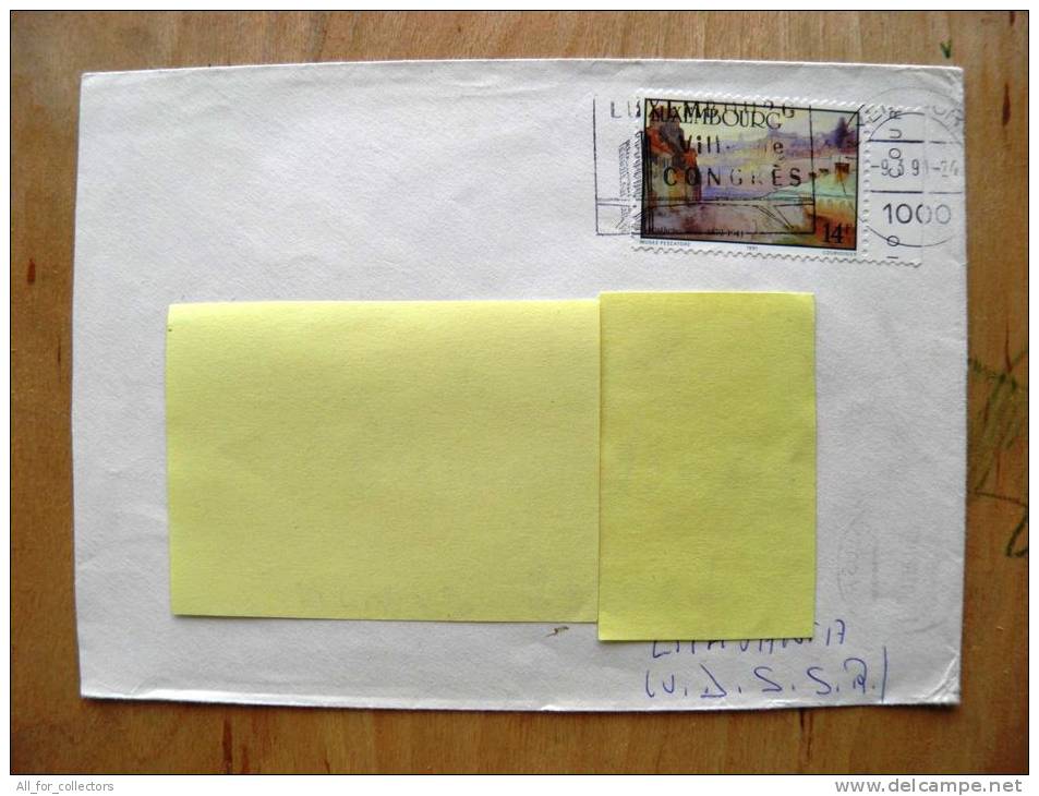 Cover Sent From Luxembourg To Lithuania On 1991, Painting, Art, Cancel Bridge, - Storia Postale